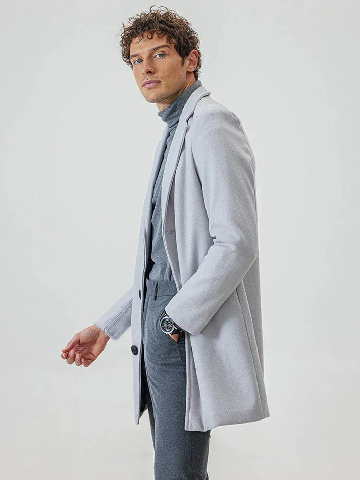 Men’s Classic Solid Color Jacket – Single Button Tailored Daily Wear Coat