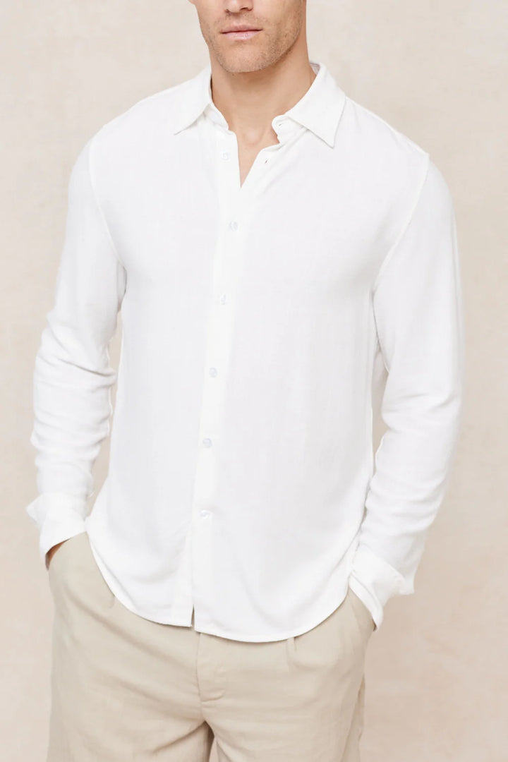 Linen Classic Collar Shirt – Long Sleeve Button-Up Style