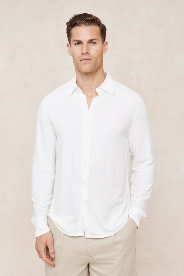 Linen Classic Collar Shirt – Long Sleeve Button-Up Style