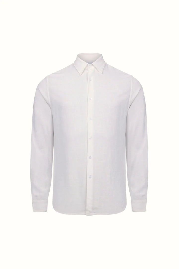 Linen Classic Collar Shirt – Long Sleeve Button-Up Style