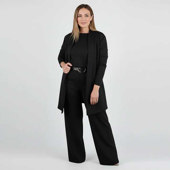 Women’s 3-Piece Lounge Set – Long Cardigan, Top & Wide-Leg Pants