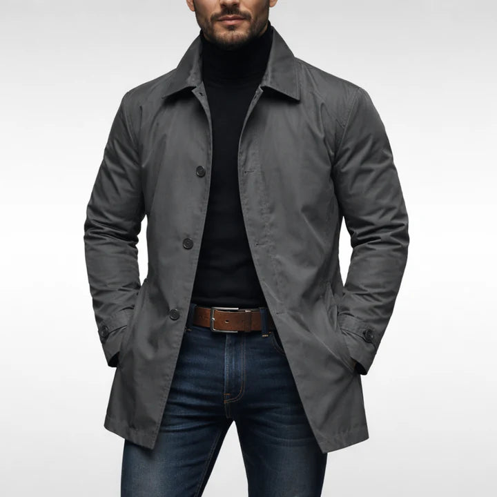 Elegant Trench Coat – Classic Button-Up Outerwear