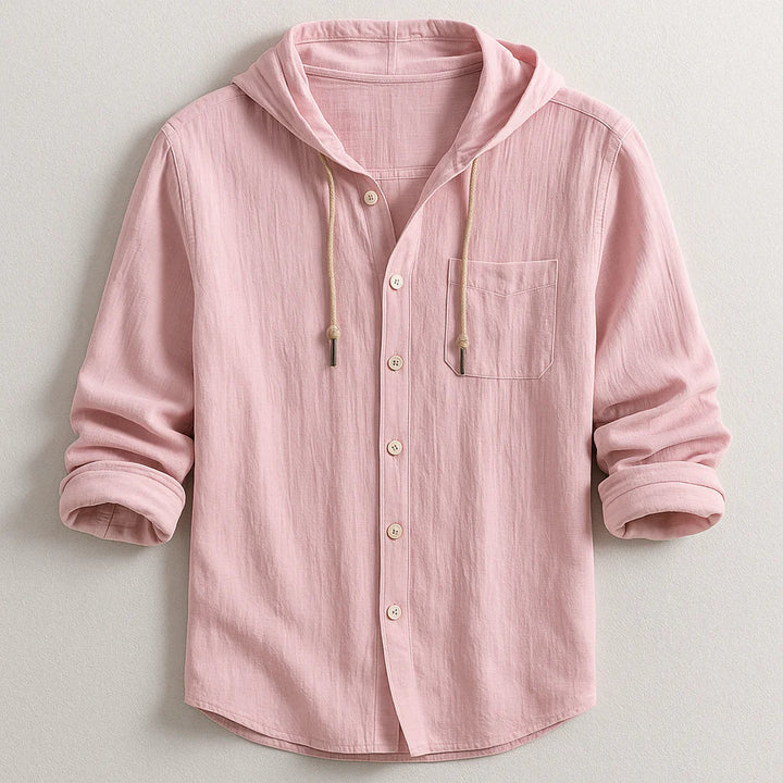Hooded Button-Up Shirt – Lightweight Casual Long Sleeve Top for Daily Wear