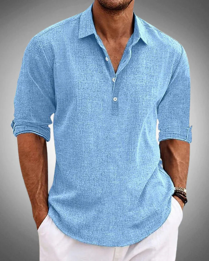 Cotton Henley Shirt – Breathable Casual Button Neck Top