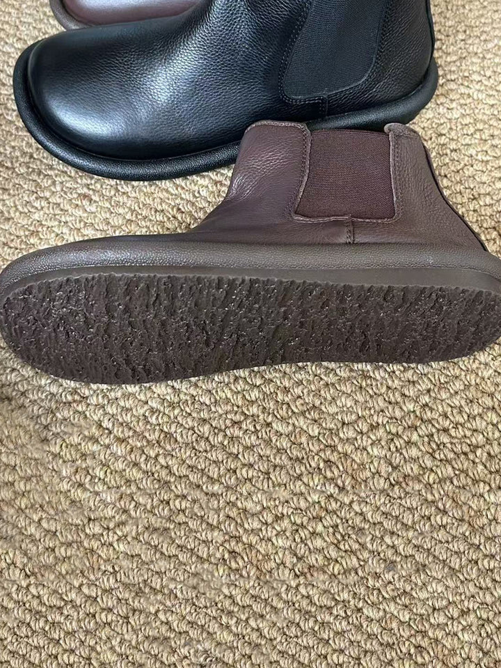 Soft Leather Flat Boots – Slip-On Ankle Boots for Women | Comfortable Fall Wear