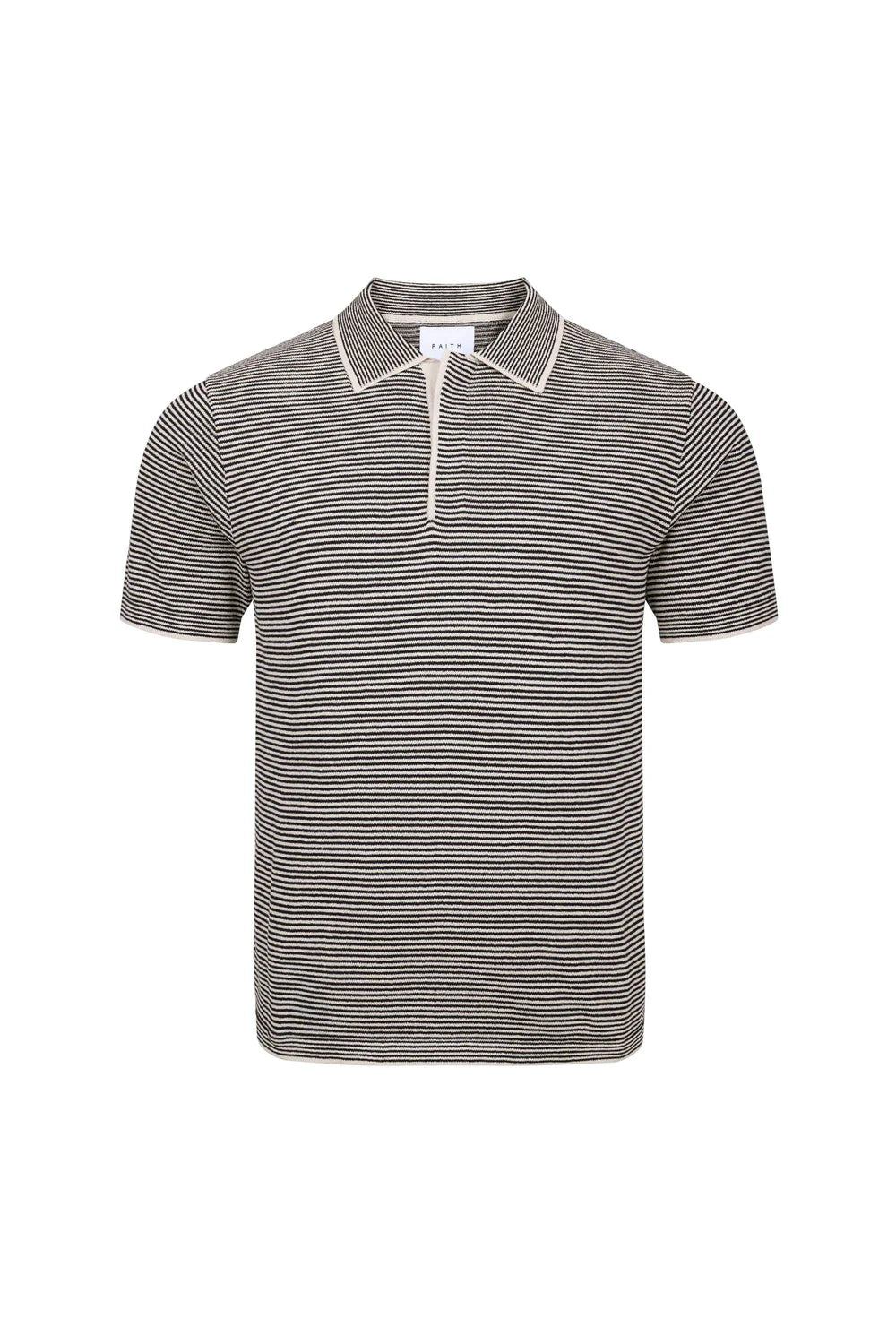 Striped Linen Polo Shirt – Contrast Trim Half Placket Knit Tee