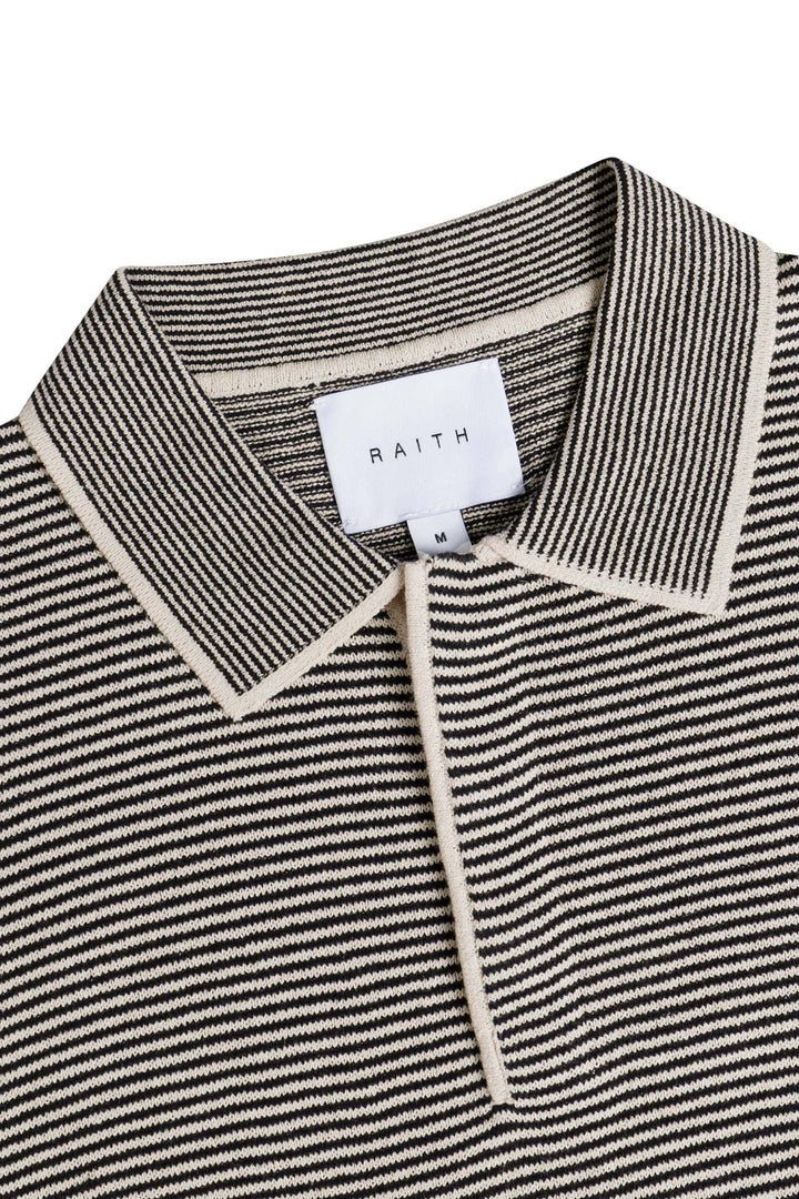Striped Linen Polo Shirt – Contrast Trim Half Placket Knit Tee