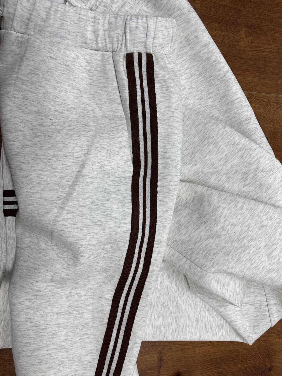Half-Zip Sweatshirt & Wide-Leg Pants Set – Retro Sporty Webbing Two-Piece
