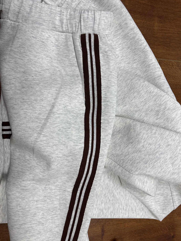 Half-Zip Sweatshirt & Wide-Leg Pants Set – Retro Sporty Webbing Two-Piece