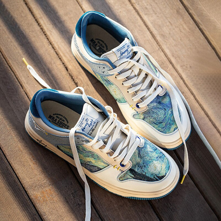 Art Print Sneakers – Starry Canvas Low-Top Shoes