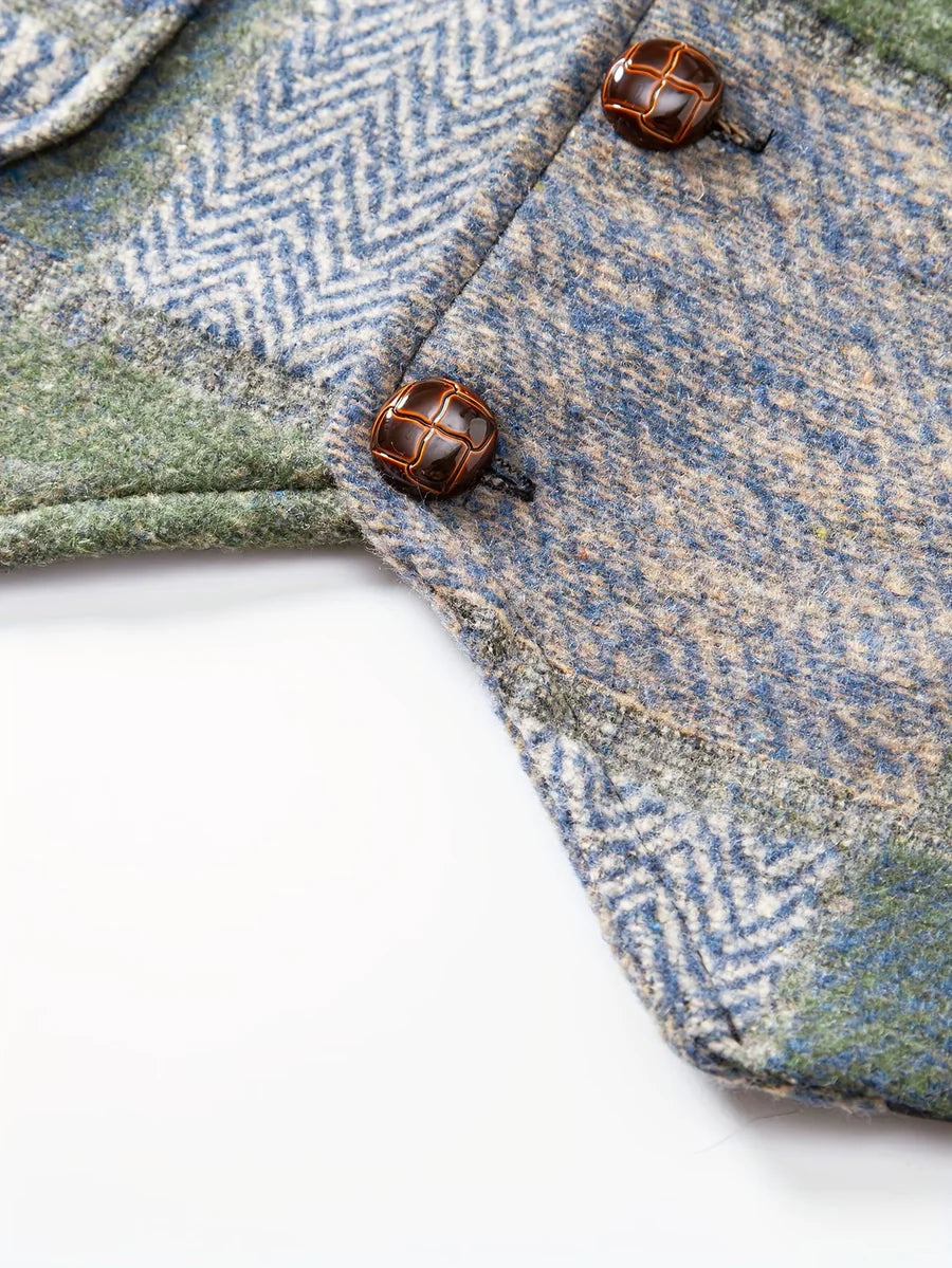 Leo Tweed Waistcoat – Vintage Patchwork Herringbone Vest