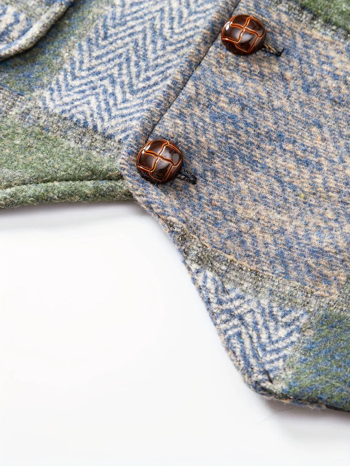 Leo Tweed Waistcoat – Vintage Patchwork Herringbone Vest