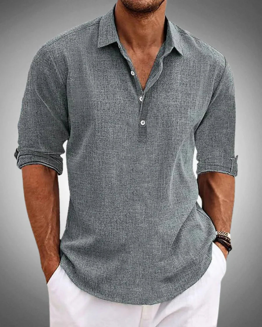 Cotton Henley Shirt – Breathable Casual Button Neck Top