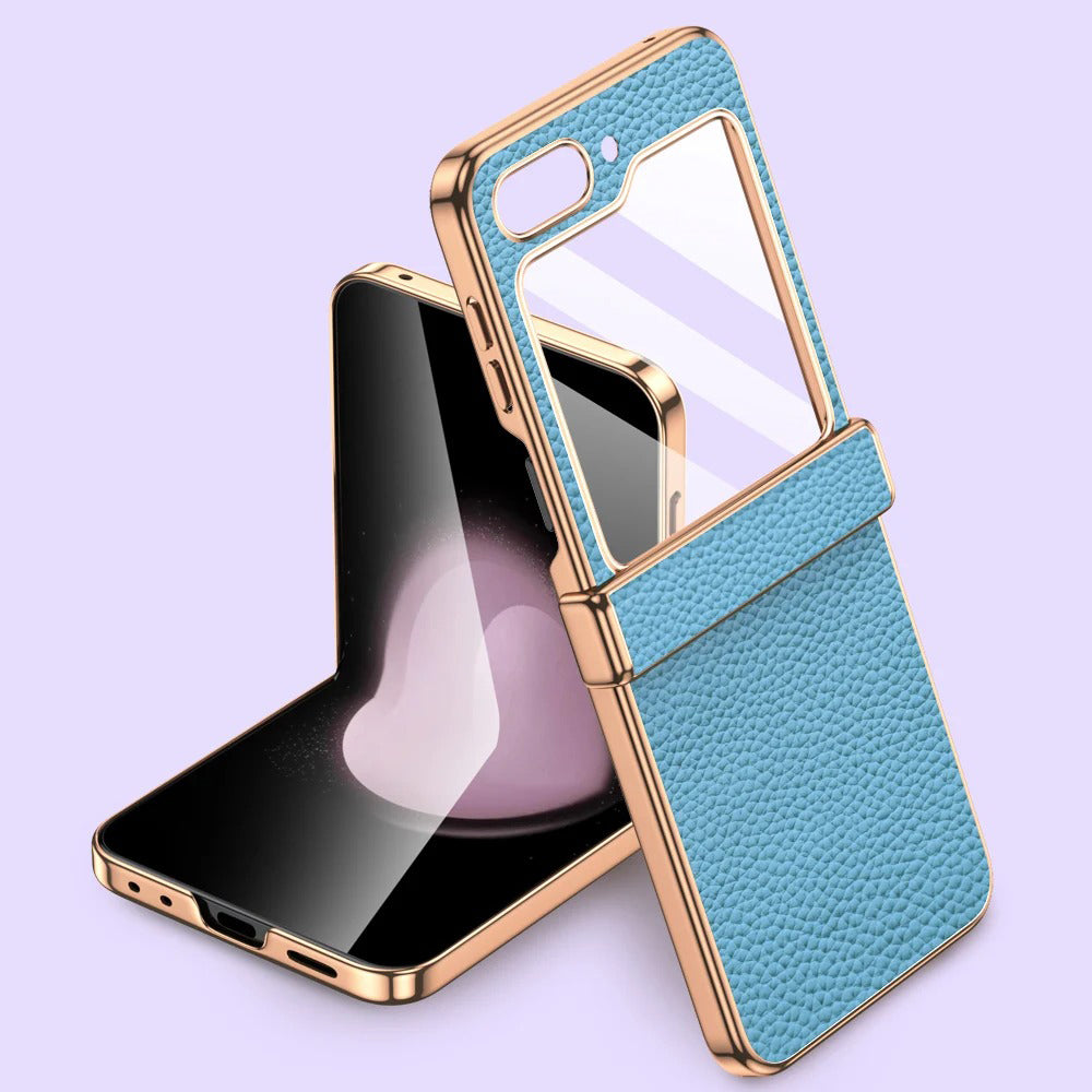 Premium Leather Case for Galaxy Z Flip with Elegant Hinge Design