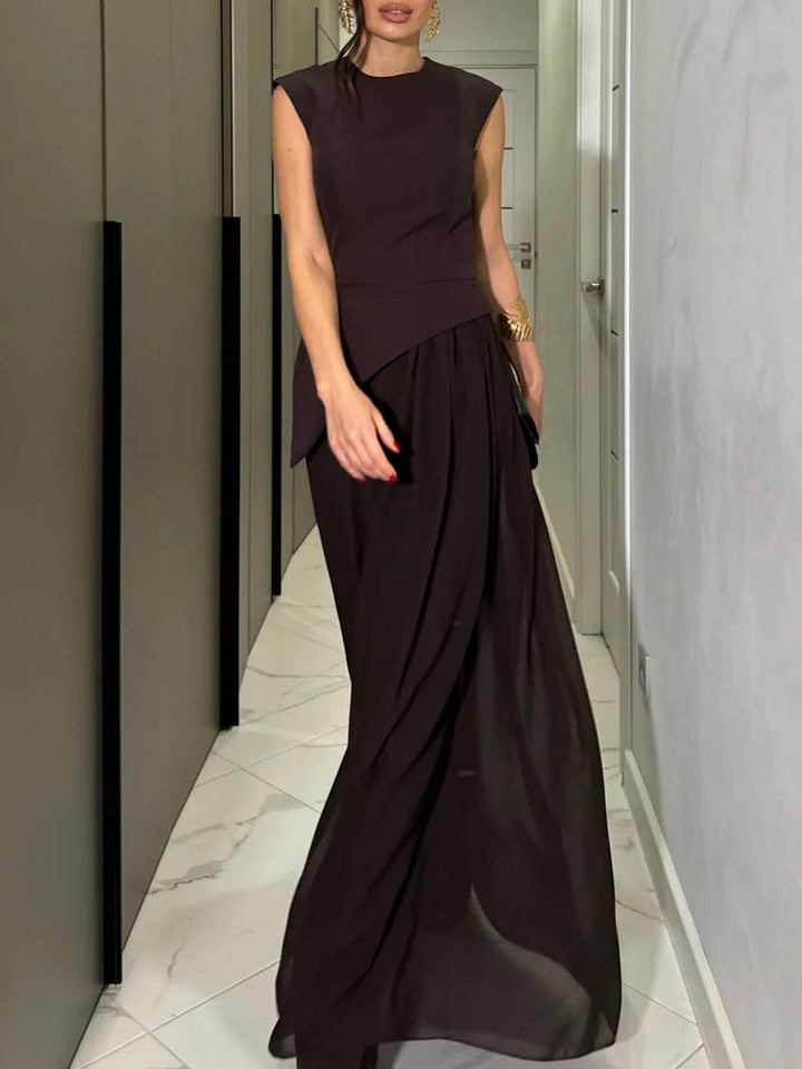 Asymmetric Vest & Pants Set – Elegant Sleeveless Two-Piece Outfit