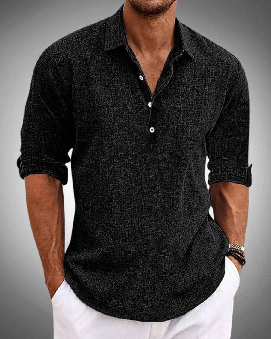 Cotton Henley Shirt – Breathable Casual Button Neck Top