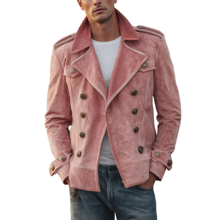Retro Suede Double-Breasted Jacket – Men’s Lapel Western-Style Outerwear