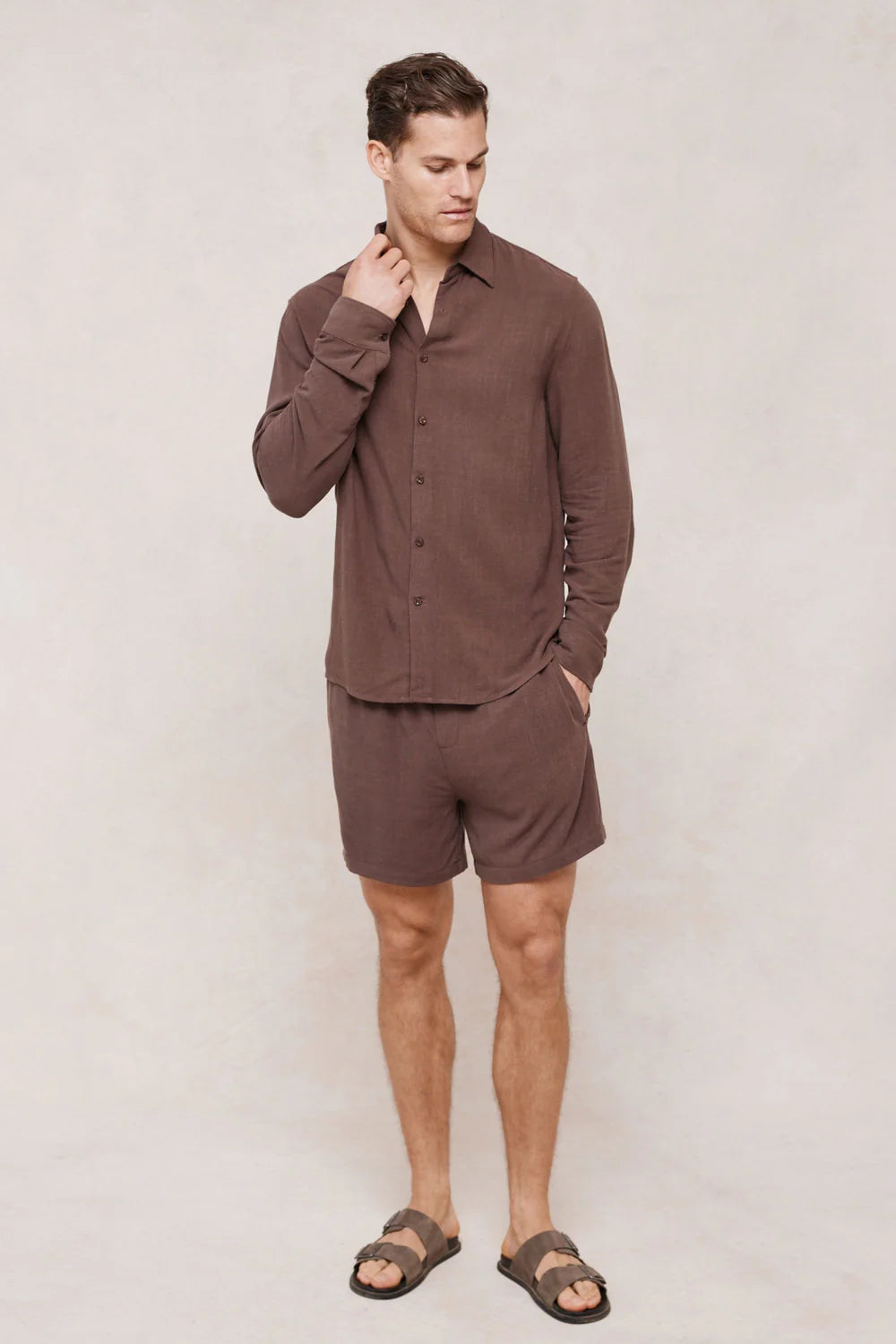 Linen Classic Collar Shirt – Long Sleeve Button-Up Style