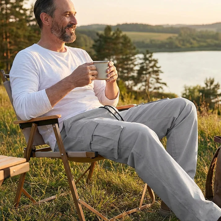 Men’s Cargo Pants – Casual Drawstring Utility Trousers
