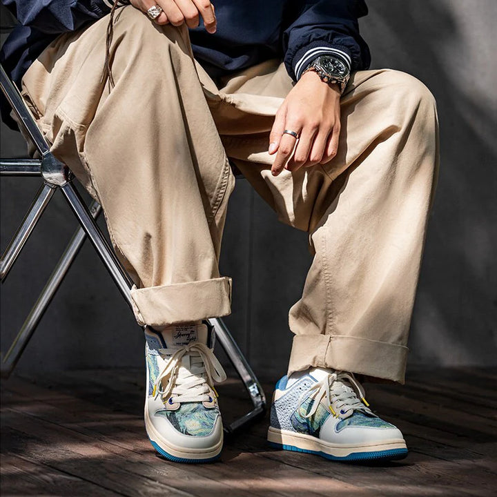 Art Print Sneakers – Starry Canvas Low-Top Shoes