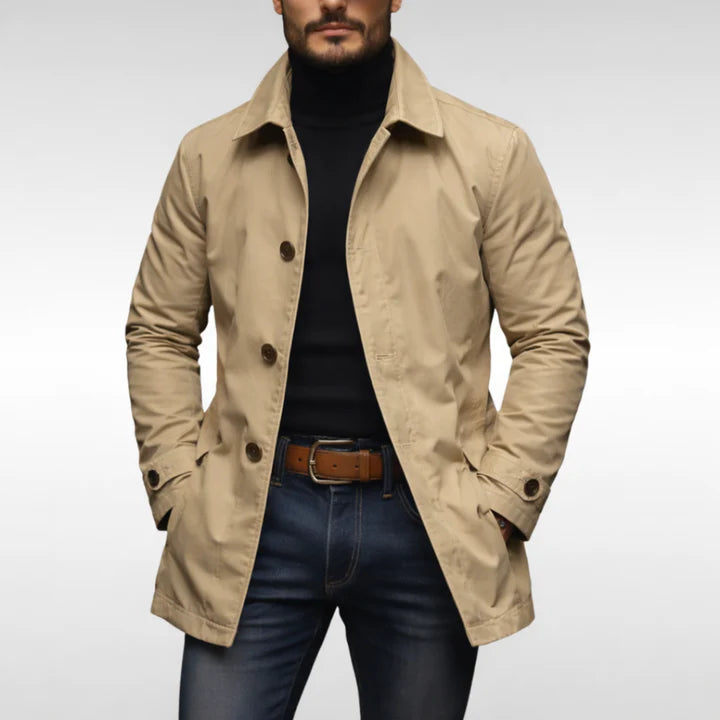 Elegant Trench Coat – Classic Button-Up Outerwear
