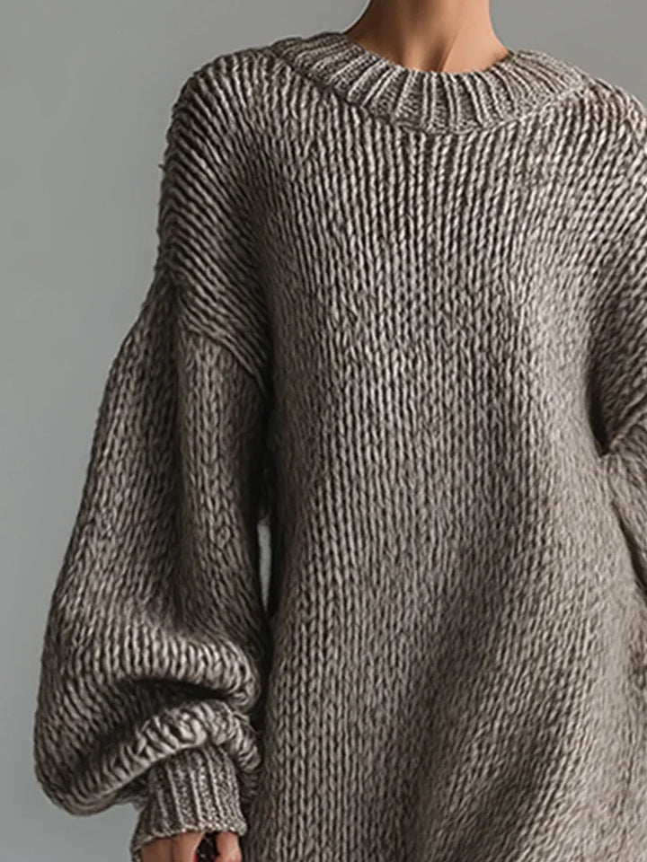 Elegant Knit Maxi Dress – Oversized Ribbed Sweater Dress for Warm Winter Style