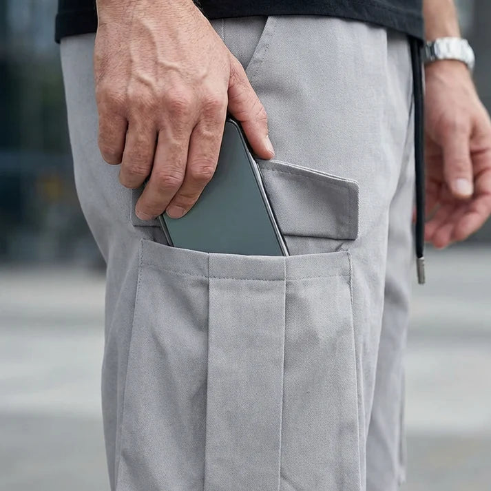 Men’s Cargo Pants – Casual Drawstring Utility Trousers