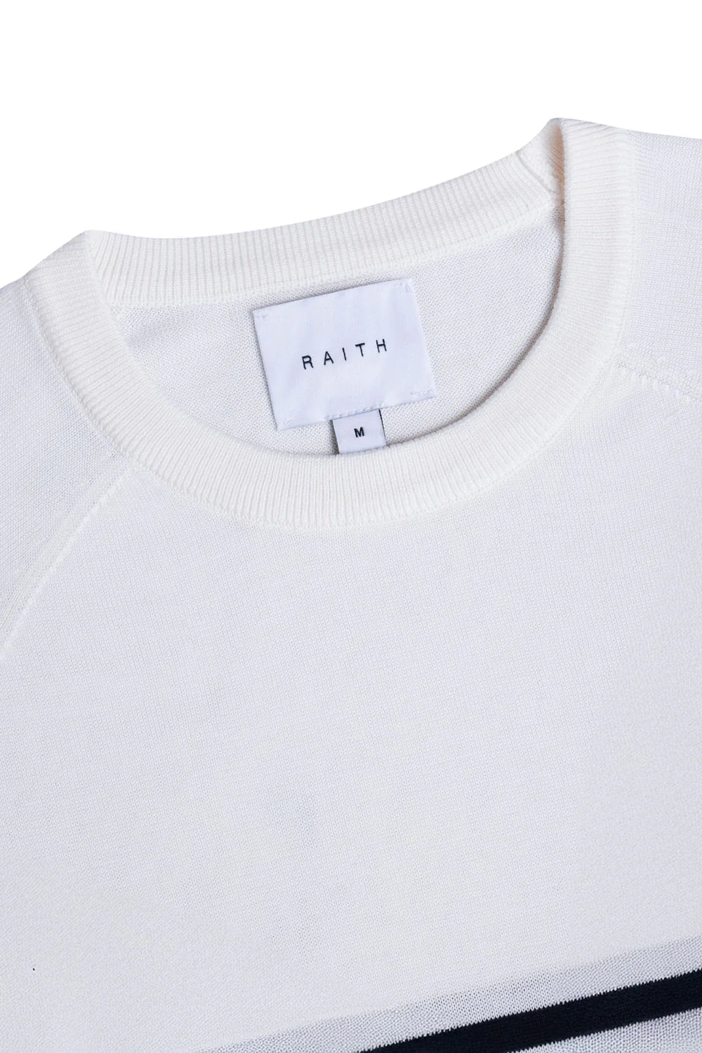 Colour Block Knit T-Shirt – Navy & Ecru Crew Neck Top