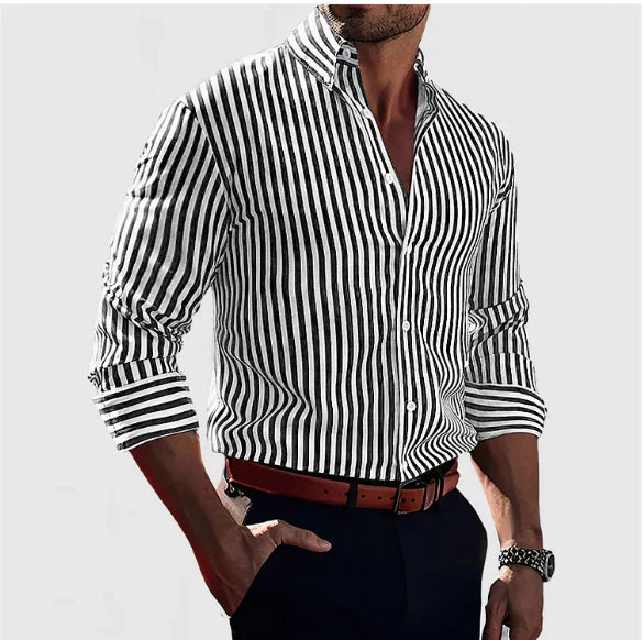 Striped Shirt – Elegant Button-Up Long Sleeve Top