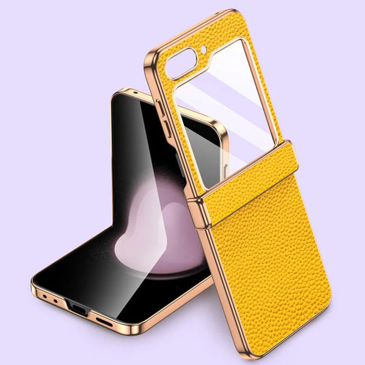 Premium Leather Case for Galaxy Z Flip with Elegant Hinge Design
