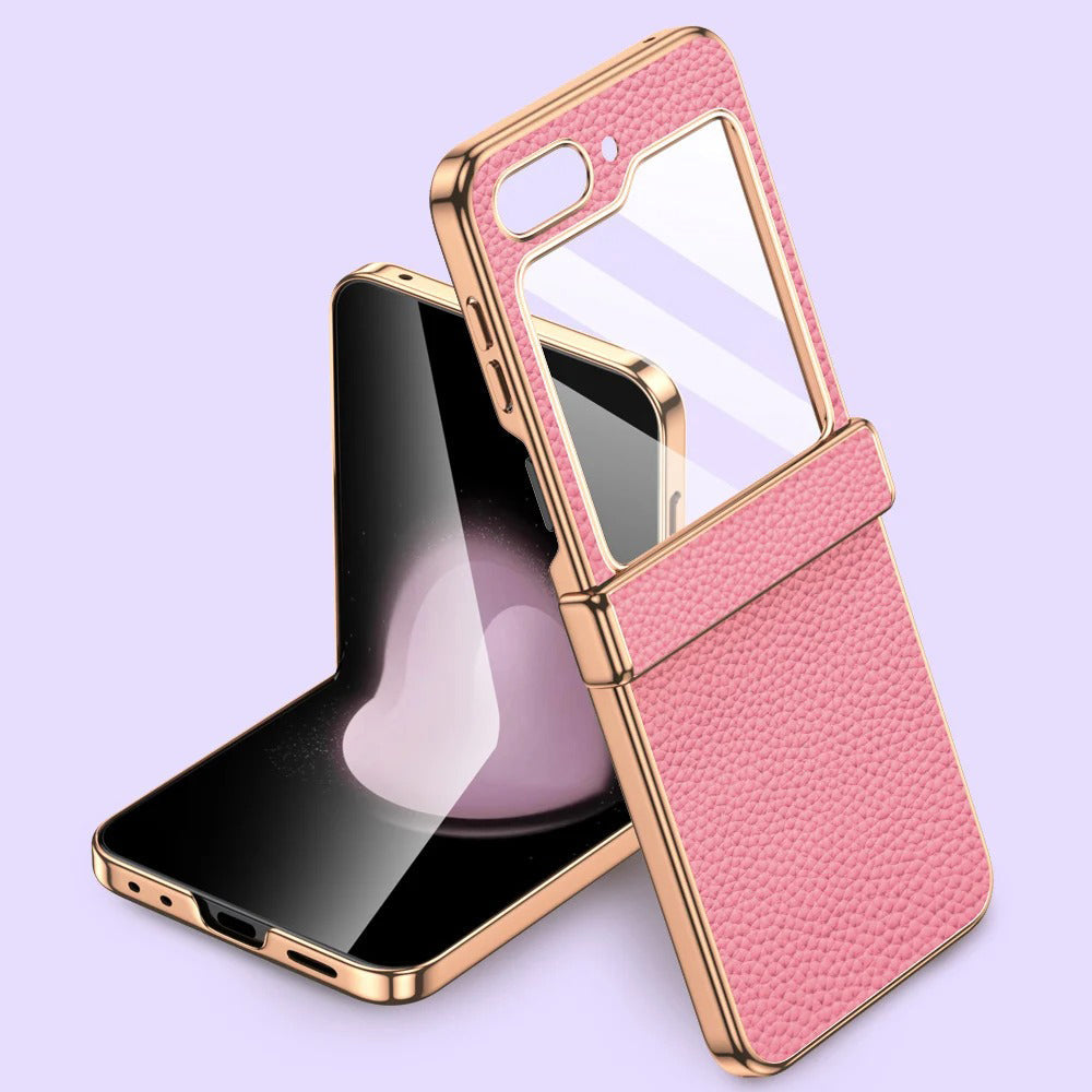 Premium Leather Case for Galaxy Z Flip with Elegant Hinge Design