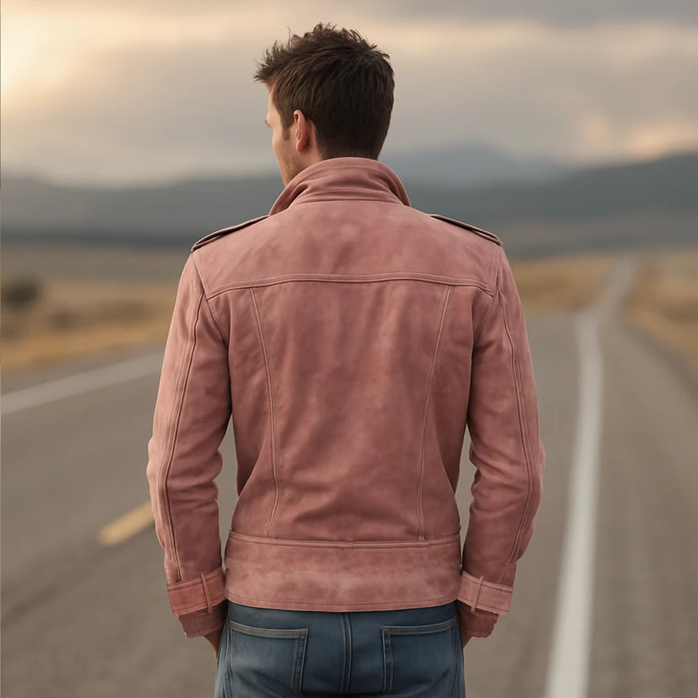 Retro Suede Double-Breasted Jacket – Men’s Lapel Western-Style Outerwear