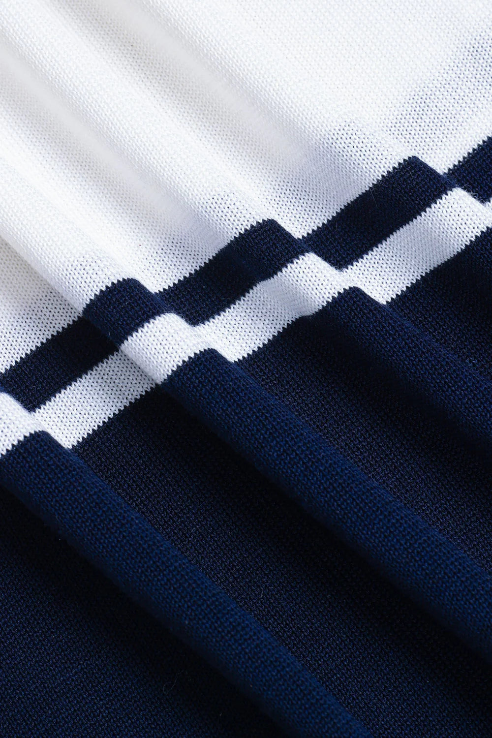 Colour Block Knit T-Shirt – Navy & Ecru Crew Neck Top
