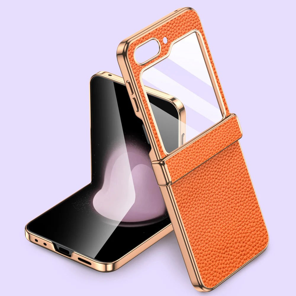 Premium Leather Case for Galaxy Z Flip with Elegant Hinge Design
