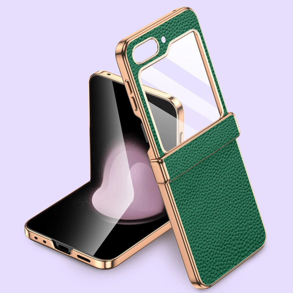 Premium Leather Case for Galaxy Z Flip with Elegant Hinge Design