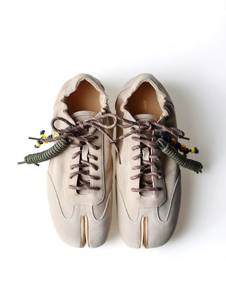 Khaki Suede Tabi Sneakers – Thin-Sole Split-Toe Casual Shoes