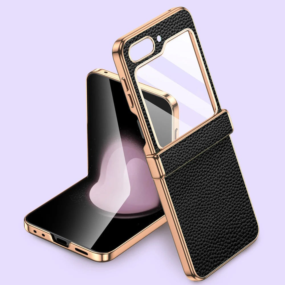 Premium Leather Case for Galaxy Z Flip with Elegant Hinge Design
