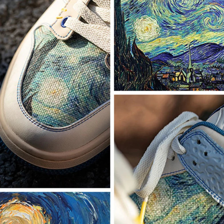 Art Print Sneakers – Starry Canvas Low-Top Shoes