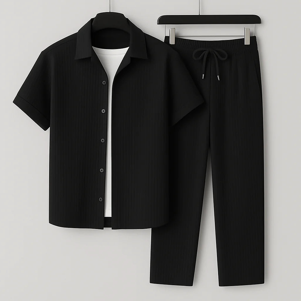 Linen Set – Relaxed Fit Short Sleeve Lounge Outfit