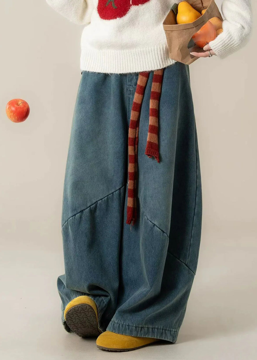 Patchwork Denim Harem Pants – Casual Oversized Navy Spring Jeans