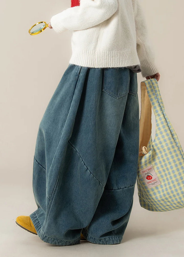 Patchwork Denim Harem Pants – Casual Oversized Navy Spring Jeans