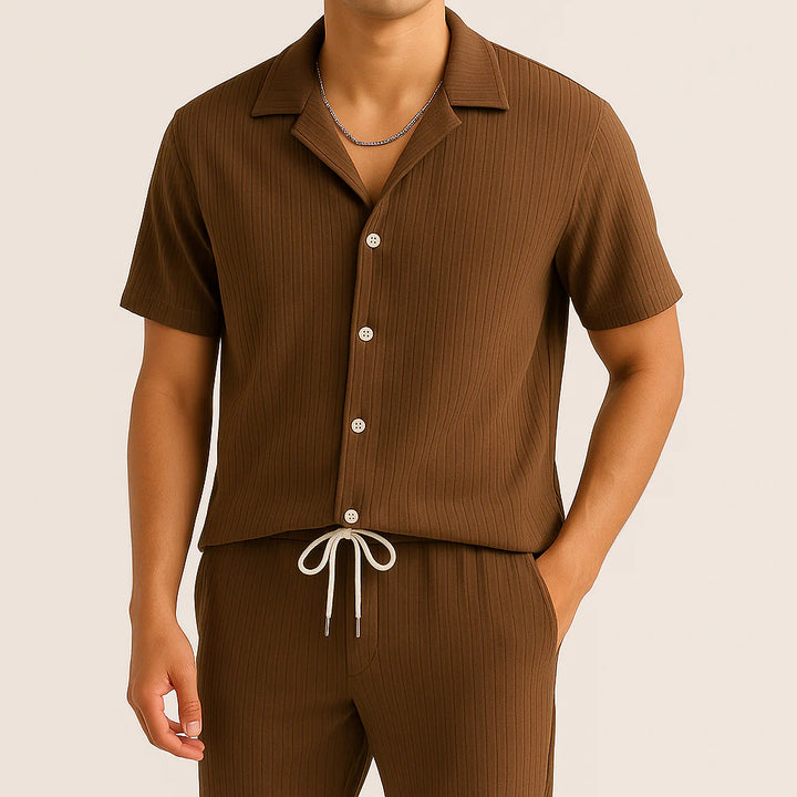 Linen Set – Relaxed Fit Short Sleeve Lounge Outfit