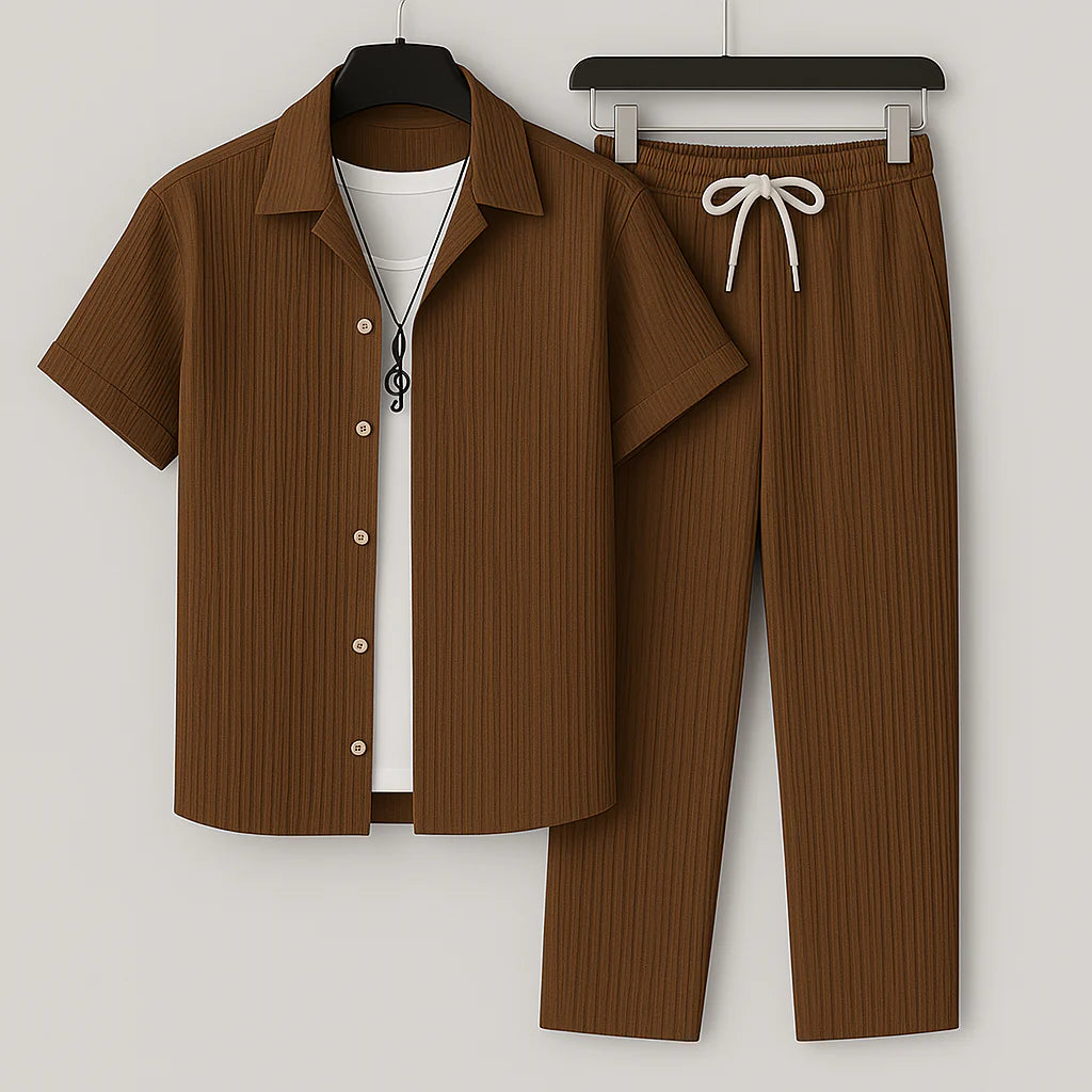 Linen Set – Relaxed Fit Short Sleeve Lounge Outfit