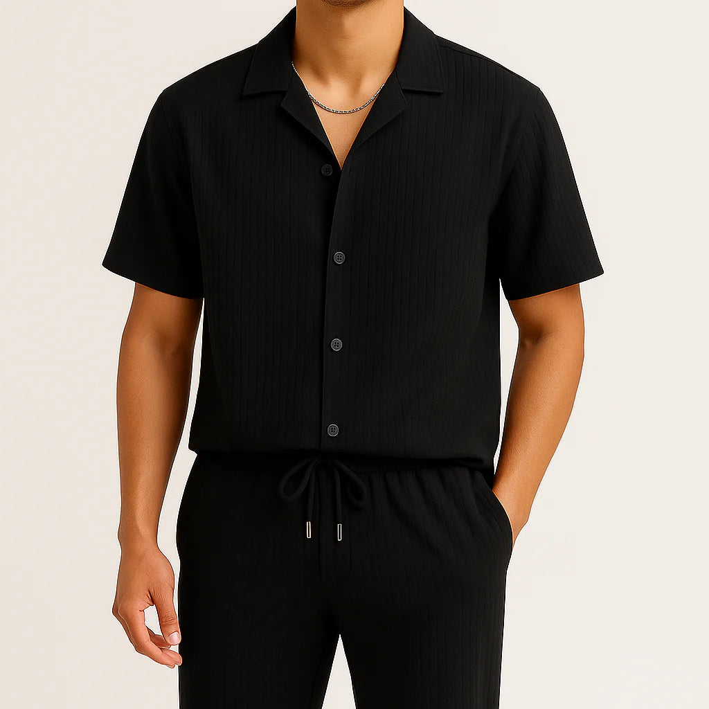 Linen Set – Relaxed Fit Short Sleeve Lounge Outfit