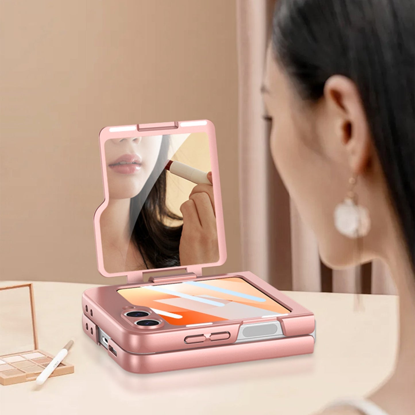 Makeup Mirror Ring Holder Ultra-Thin Hard PC Samsung Galaxy Z Flip Case