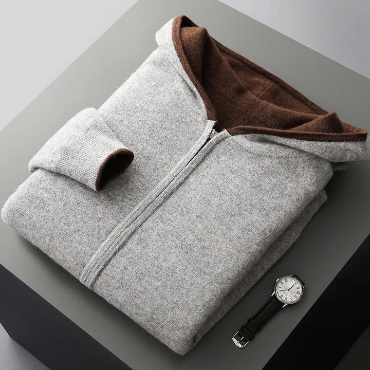 Reversible Cashmere Hoodie – Dual-Sided Soft Warm Zip Jacket