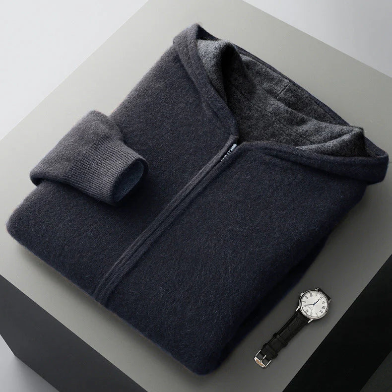 Reversible Cashmere Hoodie – Dual-Sided Soft Warm Zip Jacket