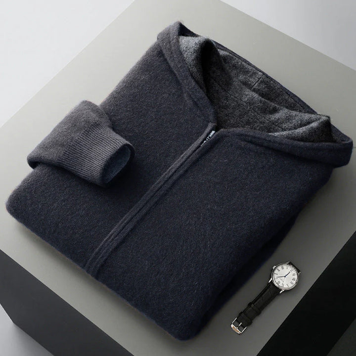 Reversible Cashmere Hoodie – Dual-Sided Soft Warm Zip Jacket