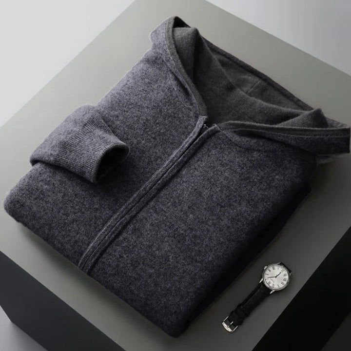 Reversible Cashmere Hoodie – Dual-Sided Soft Warm Zip Jacket