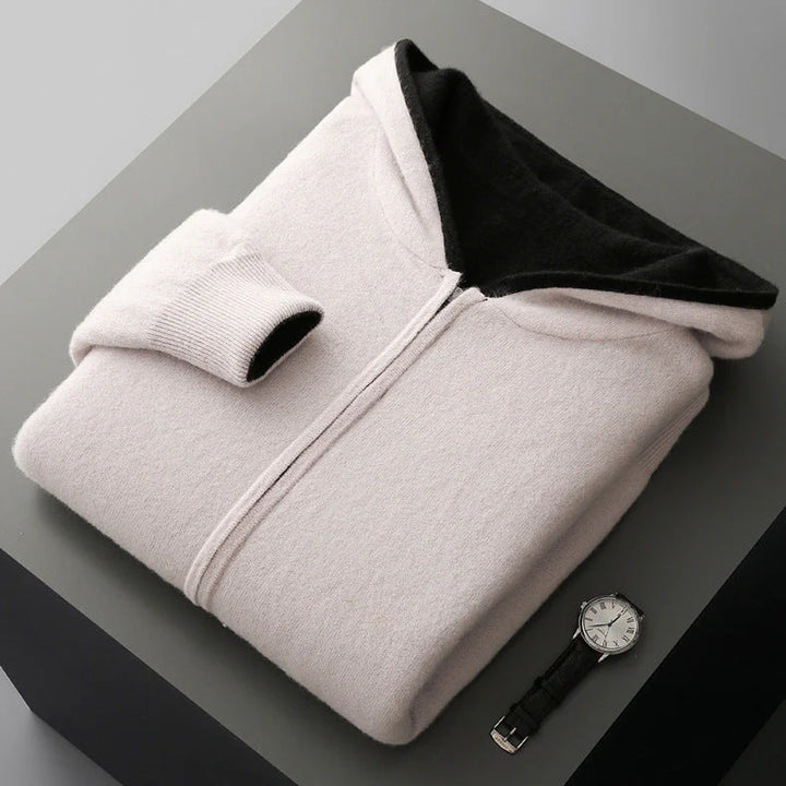 Reversible Cashmere Hoodie – Dual-Sided Soft Warm Zip Jacket